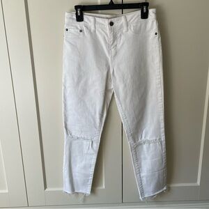 BP White Denim Raw Hem Ripped Knees Size 7